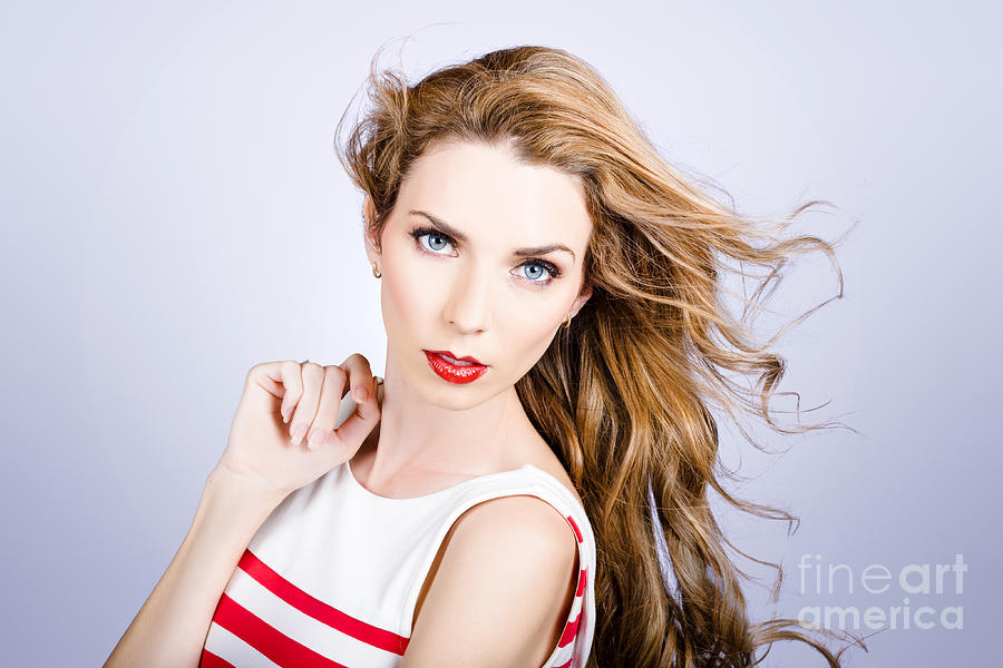 Fashion beauty girl. Beautiful woman long red hair #1 Photograph by Jorgo Photography