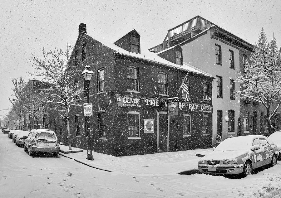 Fells Point The Wharf Rat in Jan -- Black and White Photograph by SCB Captures