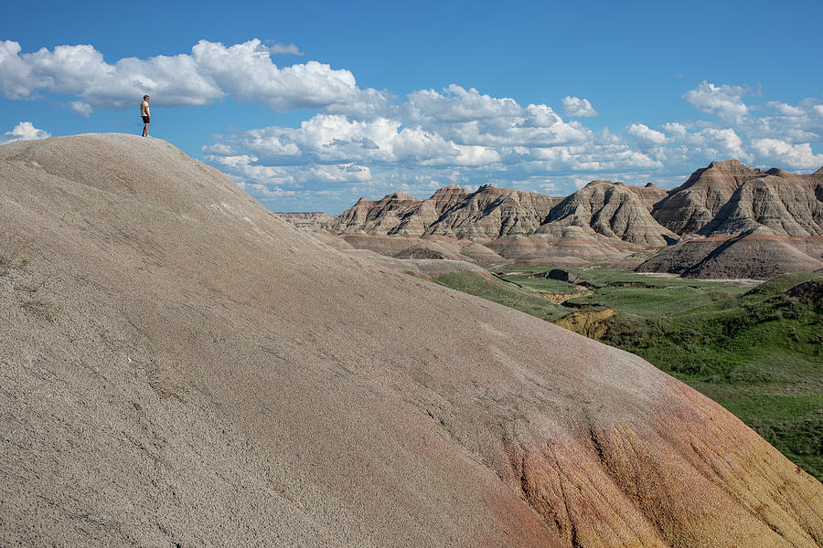 Female Hiker In Badlands National Park Photograph by Ben Girardi - Fine