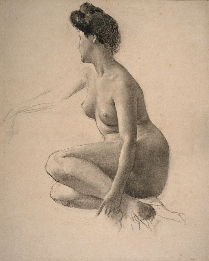 Female Nude #2 Drawing by Josep Llimona i Bruguera