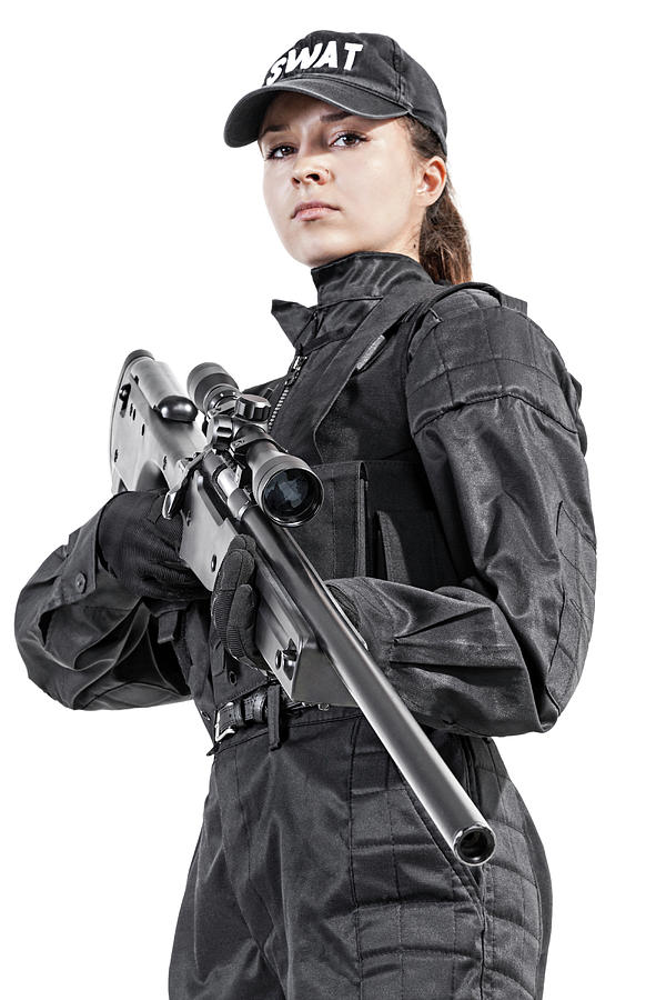Female Police Officer, Swat, In Black Photograph by Oleg Zabielin.