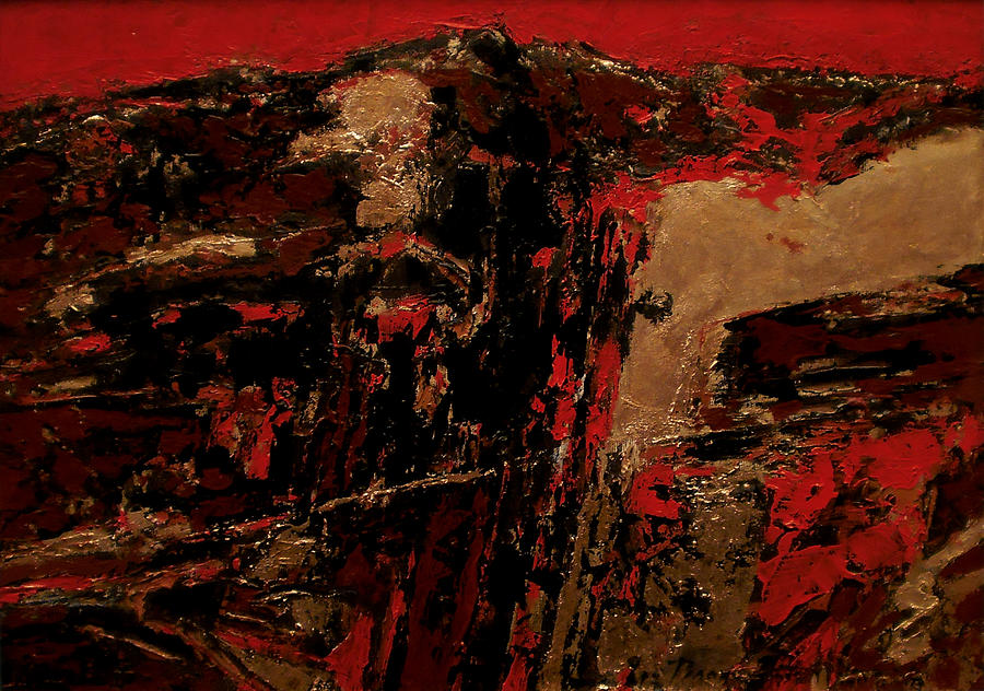 Landscape Painting - FENG SHUI - Gold Mountain by Vladimir Vlahovic Landscape Painting - FENG SHUI - Gold Mountain by Vladimir Vlahovic
