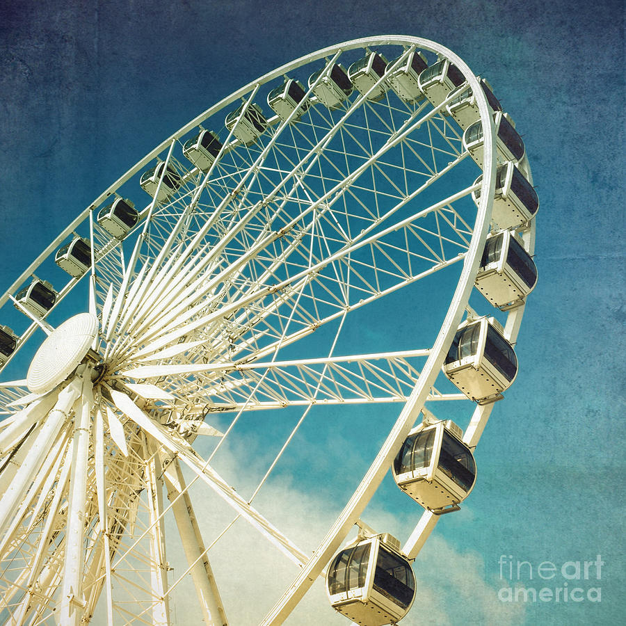 Vintage Photograph - Ferris wheel retro #1 by Jane Rix