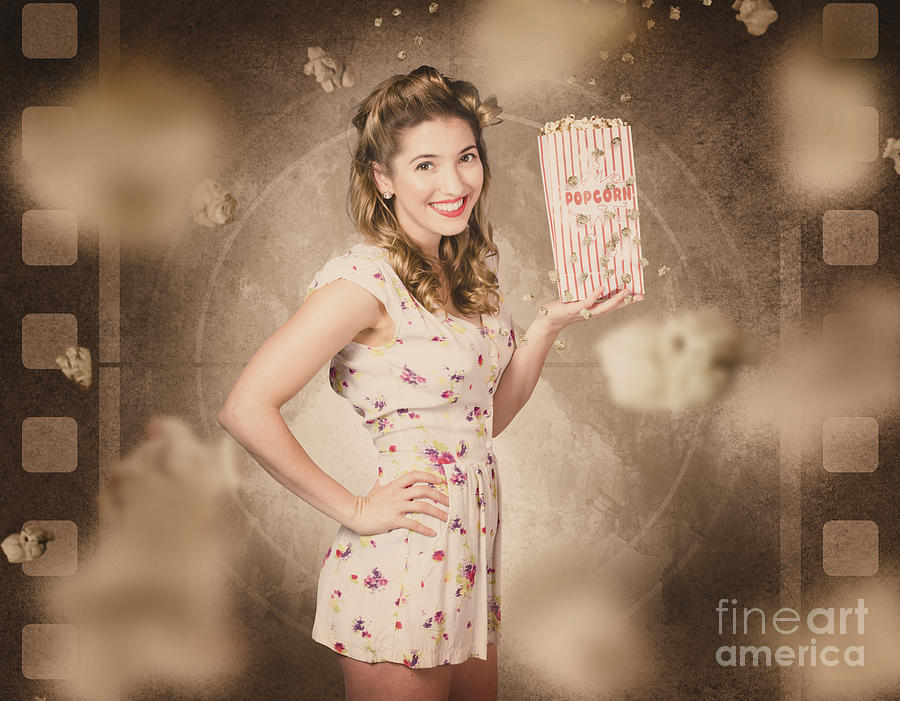 Film and cinema pin-up woman in old classic movie #1 Photograph by Jorgo Photography