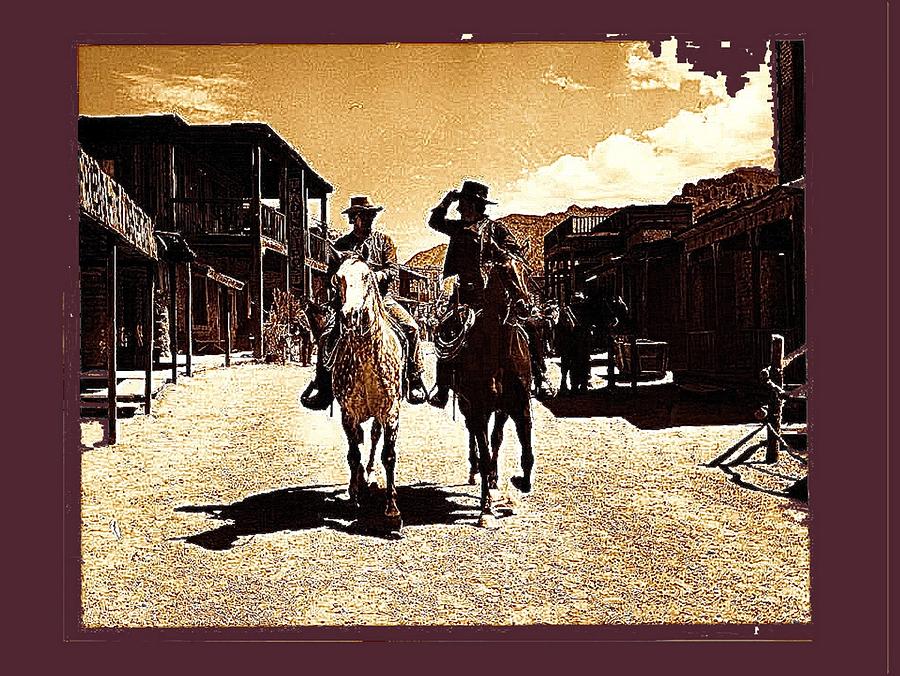 Film Homage Mark Slade Cameron Mitchell Riding Horses The High Chaparral Old Tucson AZ c.1967-2013 Photograph by David Lee Guss