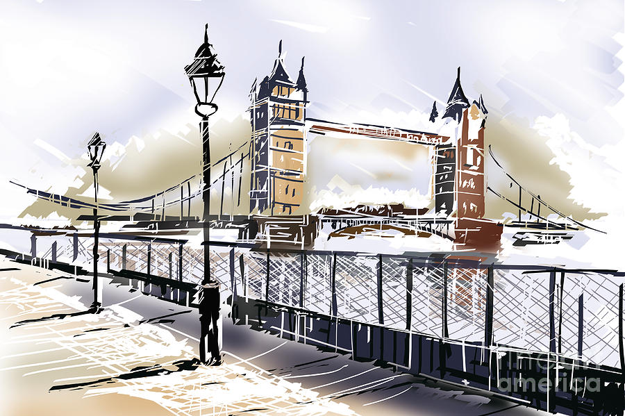 Fine art drawing The Tower Bridge in London UK #1 Photograph by Jorgo Photography