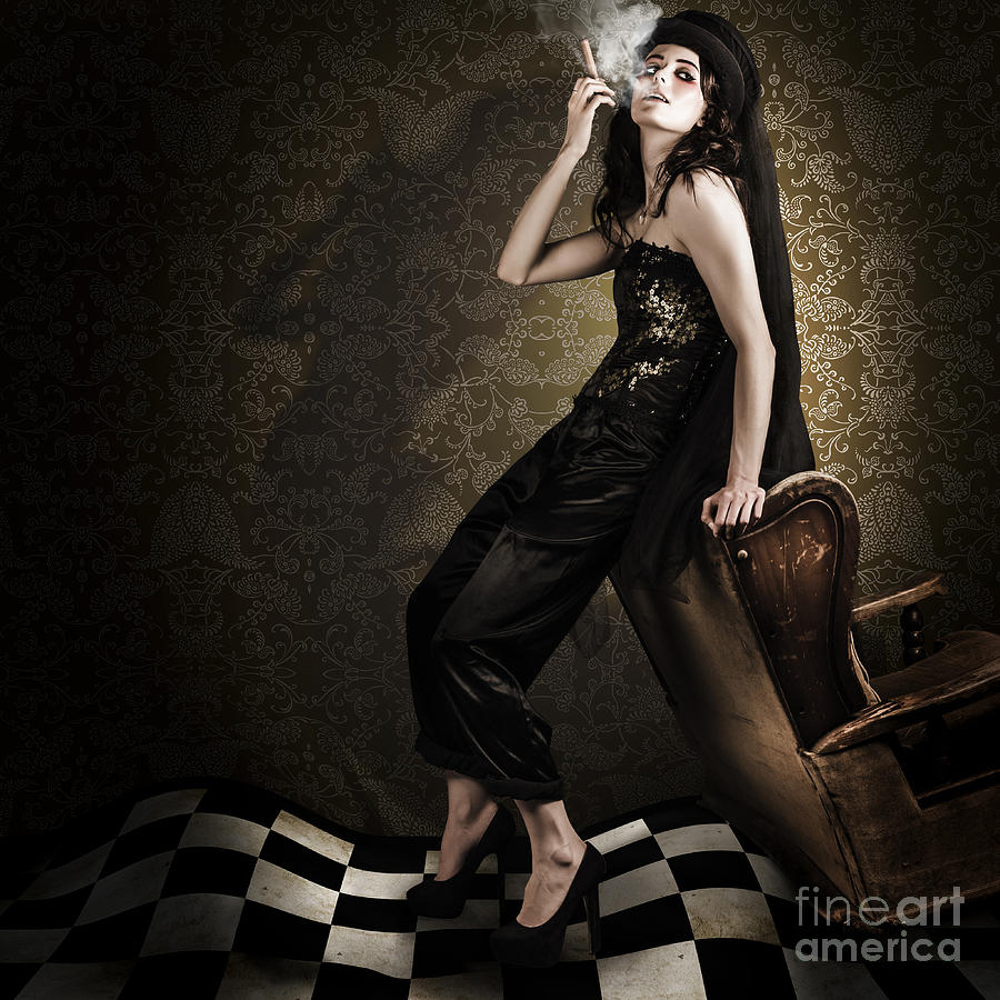 Fine Art Grunge Fashion Portrait In Dark Interior Photograph by Jorgo Photography