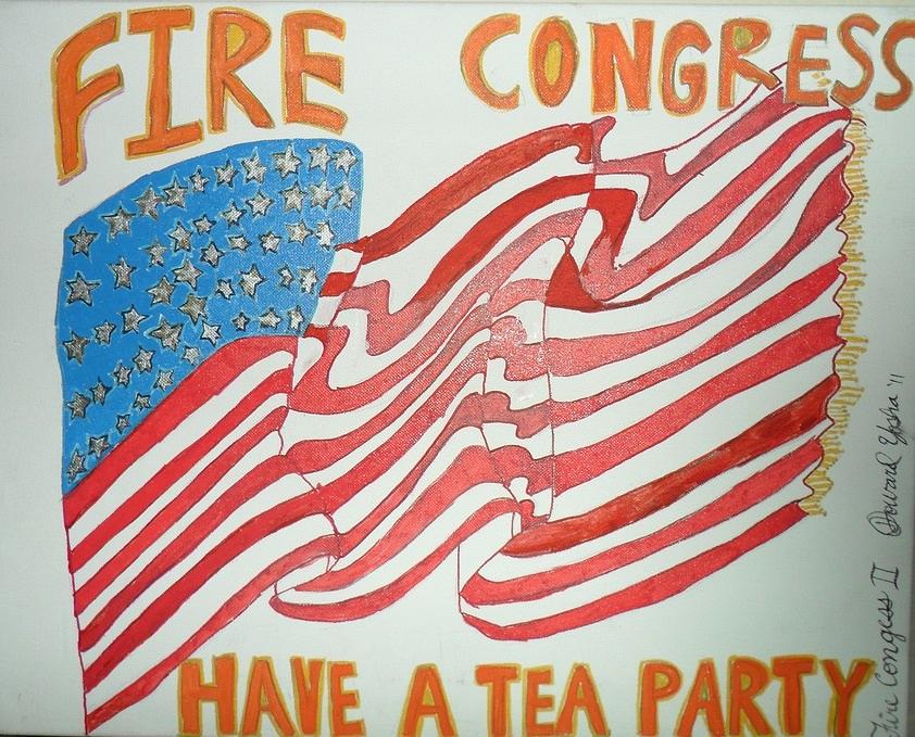 Abstract Painting - Fire Congress have a Tea Party #1 by Howard Yosha