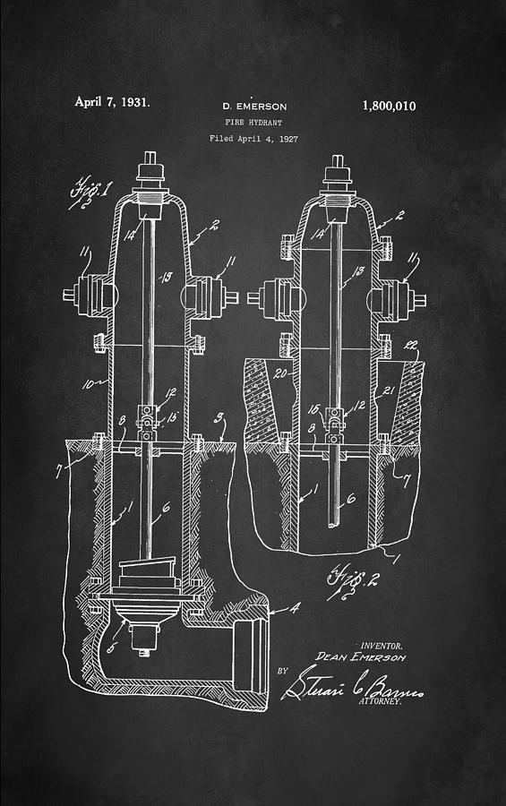 Fire Hydrant Patent 1931 #1 Digital Art by Patricia Lintner