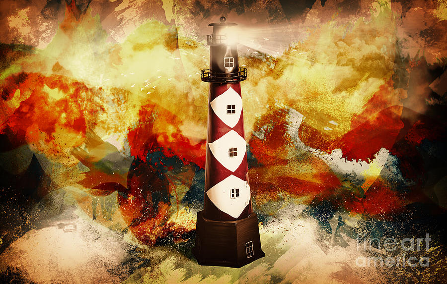 Fire on lighthouse hill Digital Art by Jorgo Photography