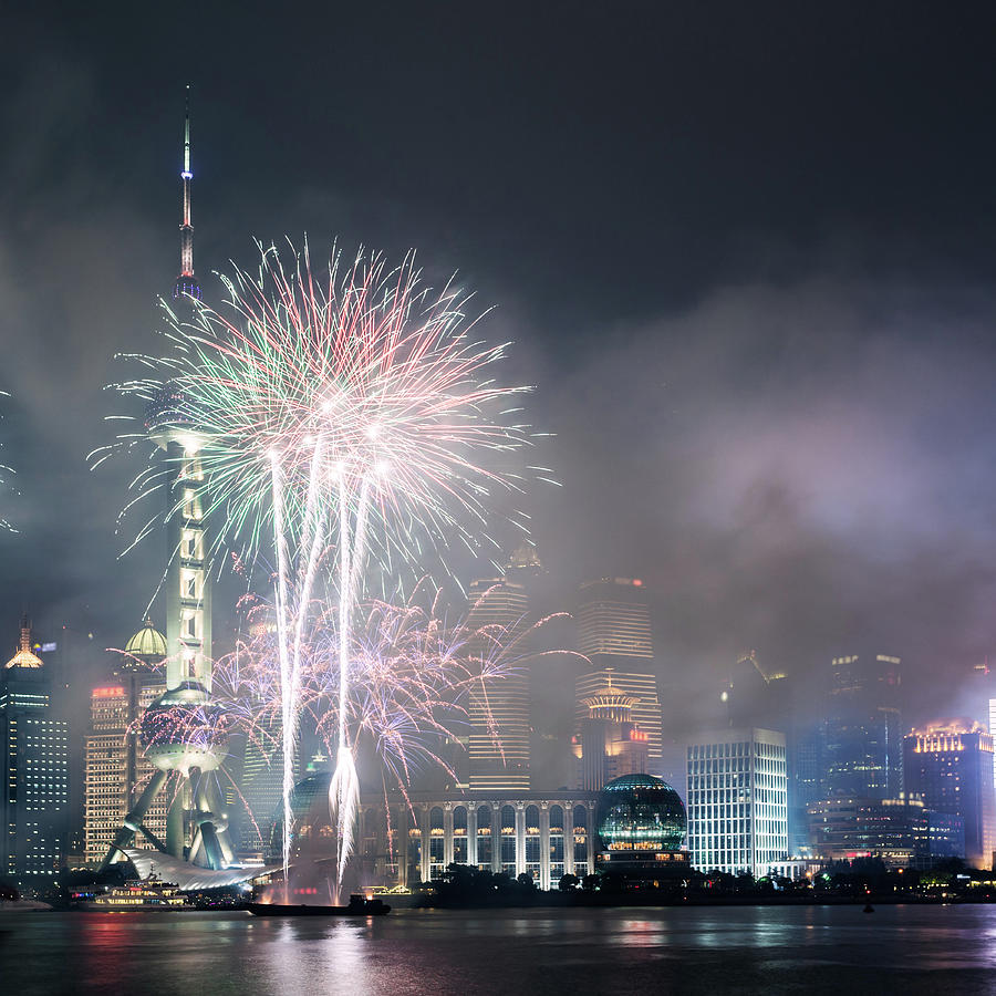Fireworks On Pudong, Shanghai, China #1 Photograph by Matteo Colombo