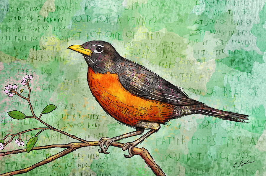 First Robin Of Spring Digital Art by Gary Bodnar
