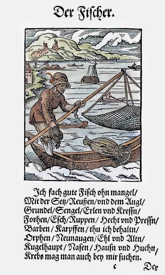 Fisherman, 1568 #1 Painting by Granger
