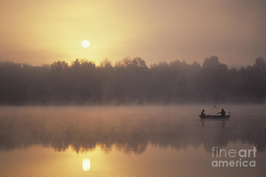 Fishermen on small lake #2 Photograph by Jim Corwin
