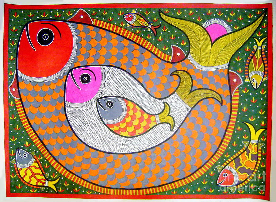 Unique Painting - Fishes by Mithila Crafts