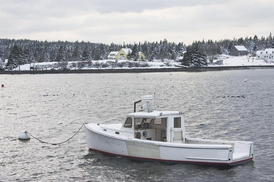 Fishing Boat After Snowstorm in Port Clyde Harbor Maine #1 Photograph by Keith Webber Jr