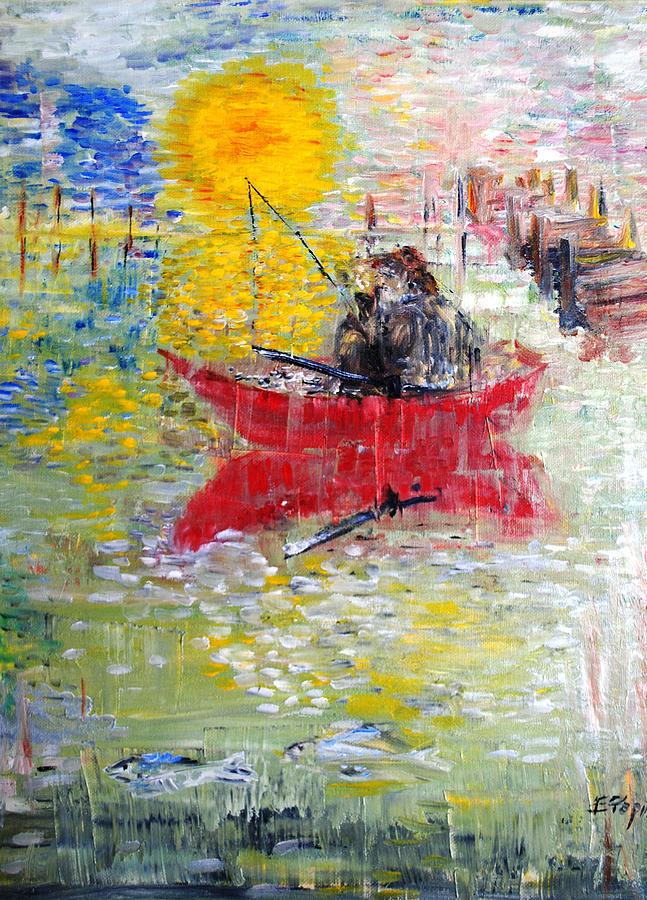 Fishing #1 Painting by Evelina Popilian