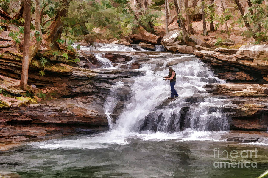 Mill Creek Falls Photograph - Fishing Mill Creek Falls in West Virginia #1 by Dan Friend