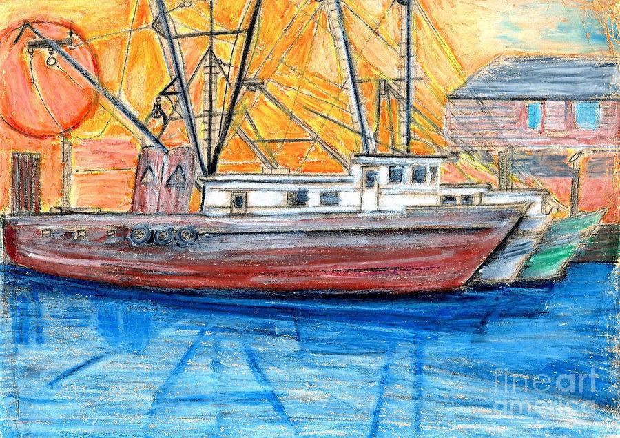 Fishing Trawler Drawing by Eric Schiabor