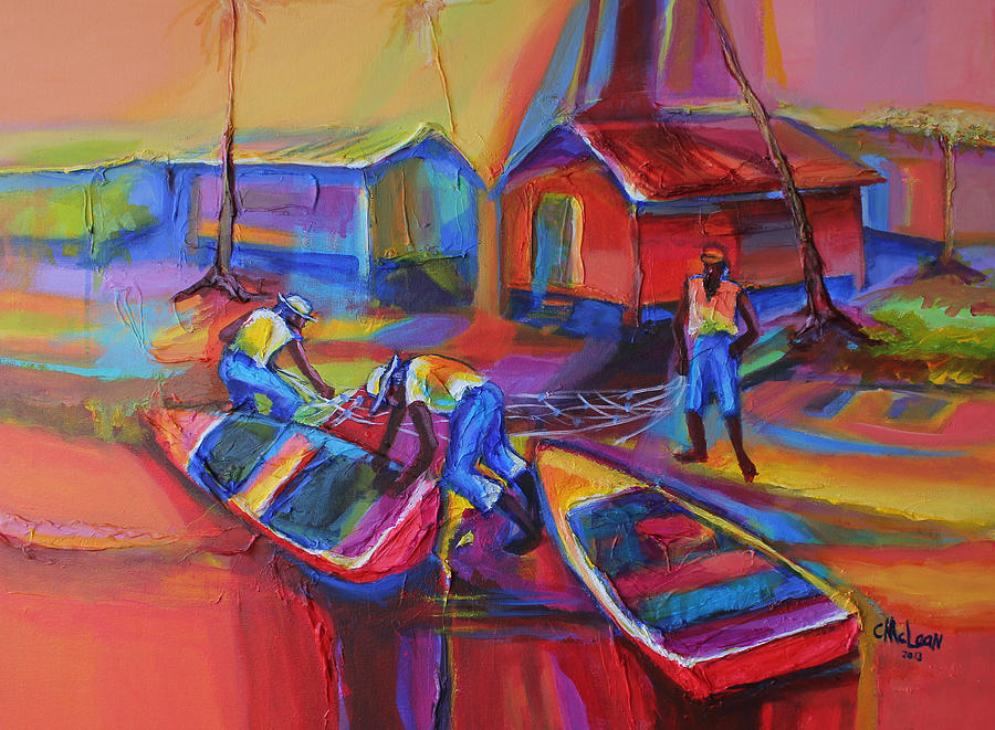 Fishing Village Painting by Cynthia McLean