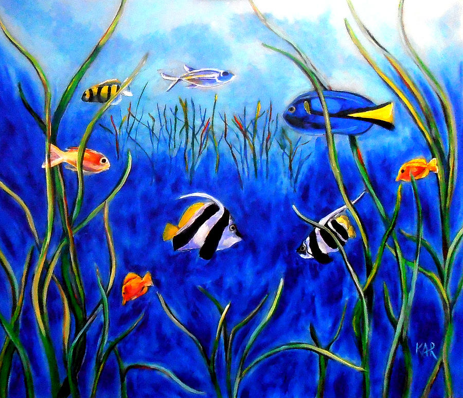 Fish Painting - Fishscape Side 2 #1 by Art by Kar