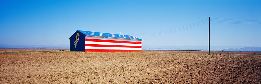 Fresno Photograph - Flag Barn Along Highway 41, Fresno #1 by Panoramic Images