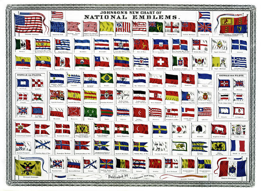 Flags, 1868 #1 Painting by Granger