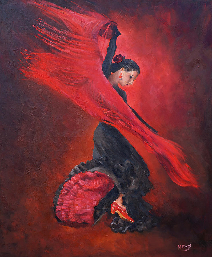 Flamenco Painting - Flamenco  #1 by Margaret Merry