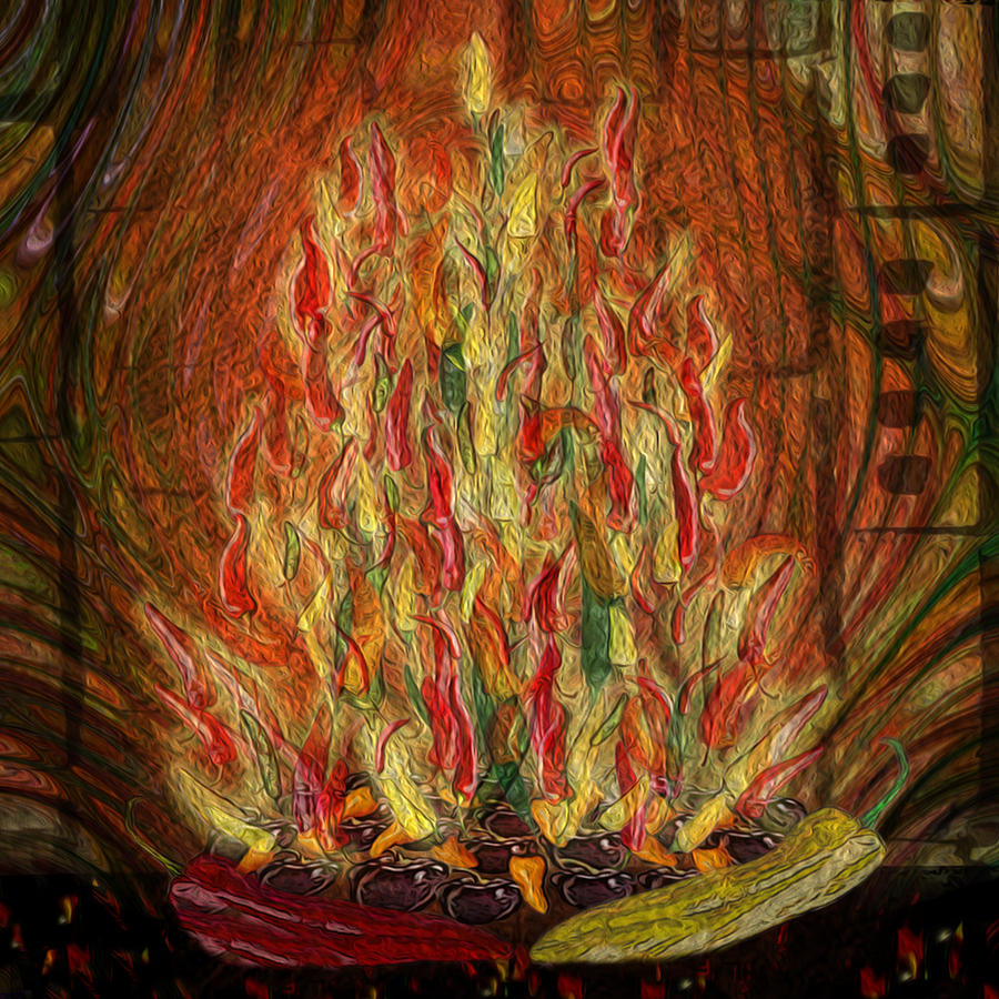 Anaheim Painting - Flaming Peppers #1 by Jack Zulli