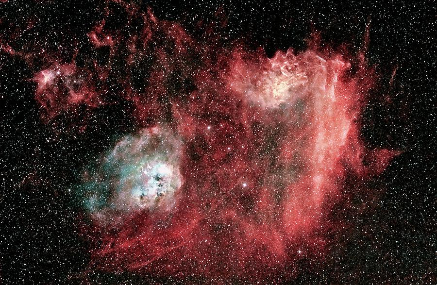 Flaming Star And Tadpole Nebulae #1 Photograph by J-p Metsavainio/science Photo Library