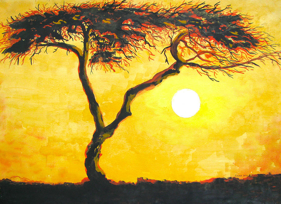 Flaming Tree Painting by Linda Williams