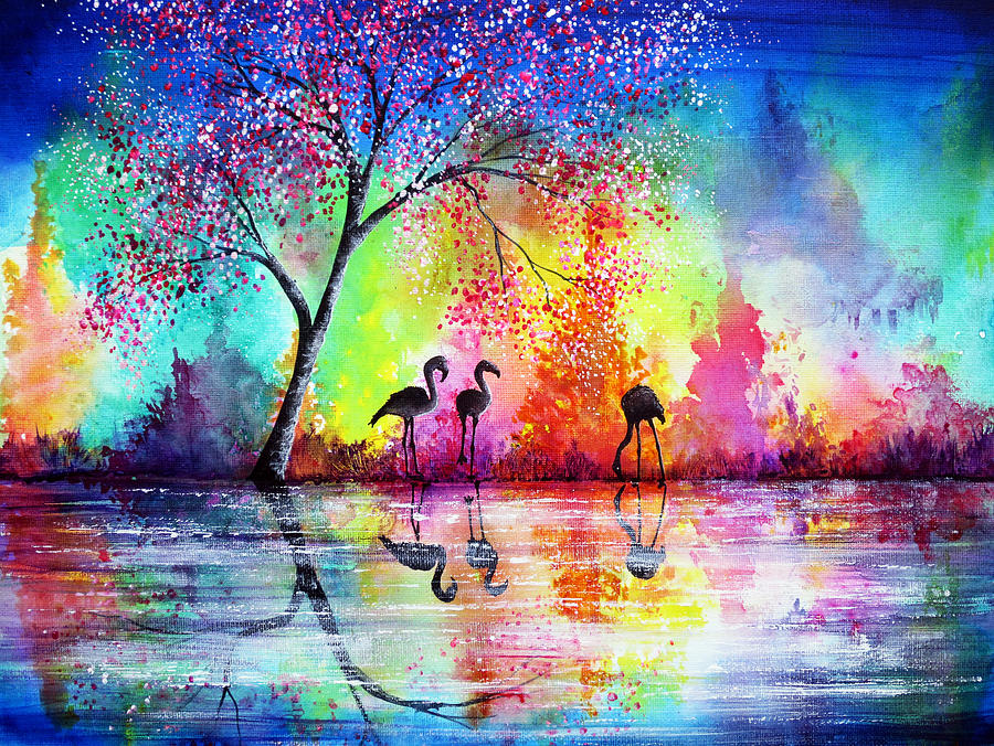 Nature Painting - Flamingo Falls #1 by Ann Marie Bone