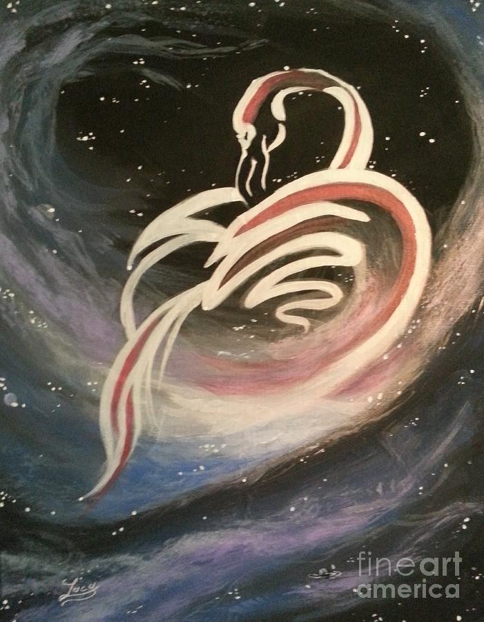 Flamingo Painting - Flamingo Nebula by Lucy Stamatinos
