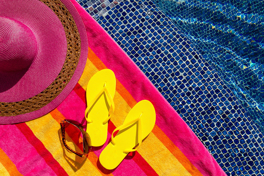 Flip Flops by the Pool #1 Photograph by Teri Virbickis