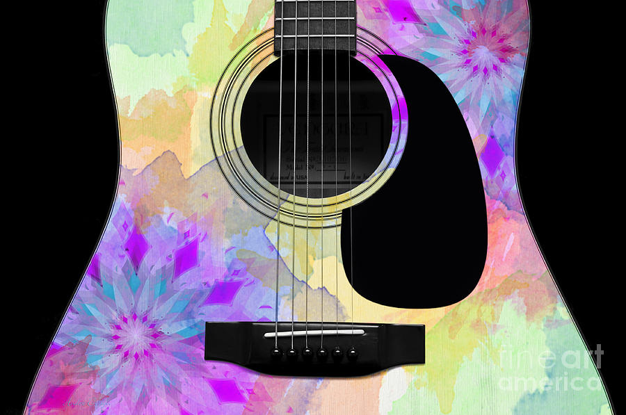 Abstract Digital Art - Floral Abstract Guitar 16 #1 by Andee Design