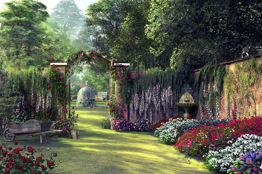 Landscape Digital Art - Floral Garden #1 by Dominic Davison