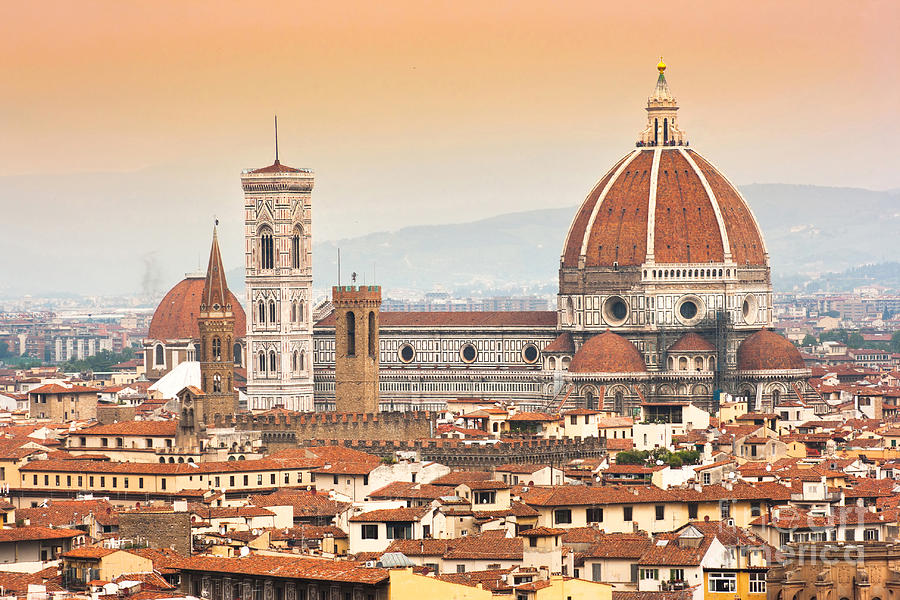 Spring Photograph - Florence Cathedral at sunset by JR Photography