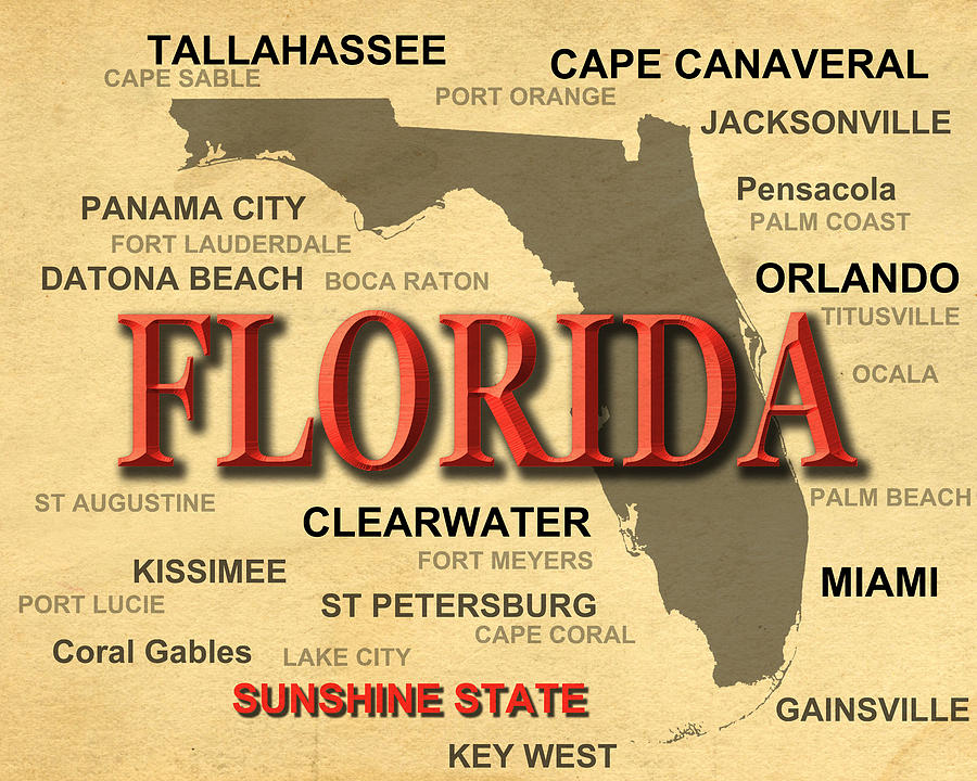 Florida State Pride Map Silhouette  #1 Photograph by Keith Webber Jr