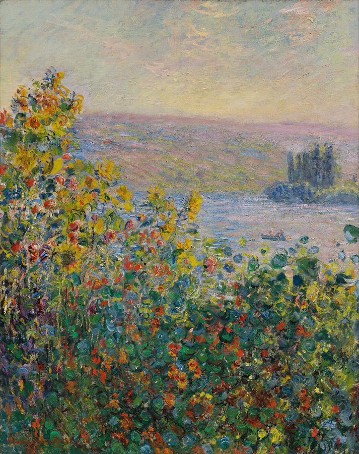 Flower Beds At Vetheuil #1 Painting by Claude Monet