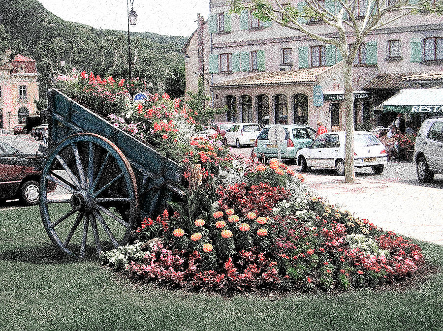 Flower Cart in Sisteron France #1 Digital Art by David Blank