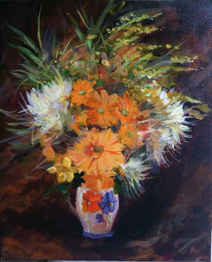Flower in vase #2 Painting by Jieming Wang