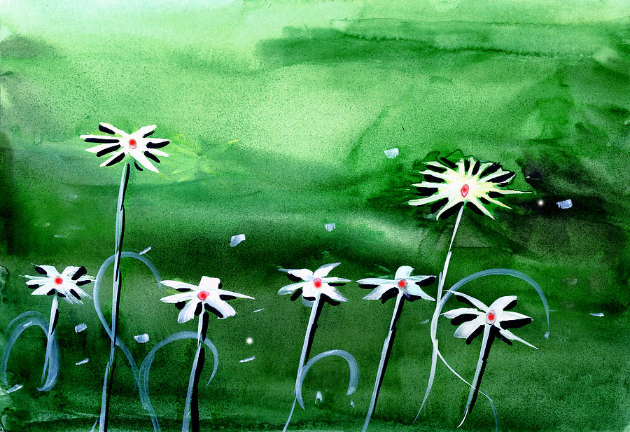 Flowers 3 #1 Painting by Anil Nene