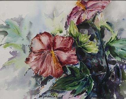 Flower Painting - Flowers in my backyard by Wipha Risser