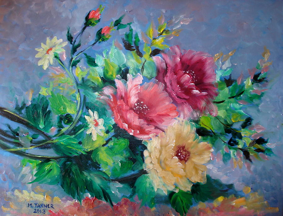 Margarita Painting - Fluffy flowers #1 by Marguerite Ujvary Taxner