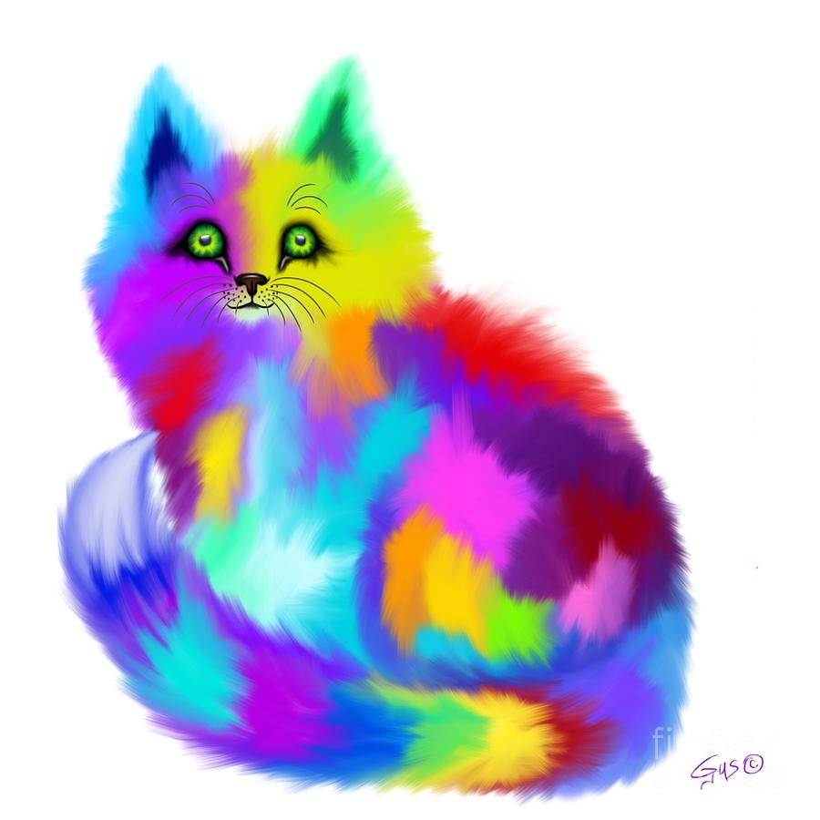 Fluffy Rainbow Calico #2 Painting by Nick Gustafson