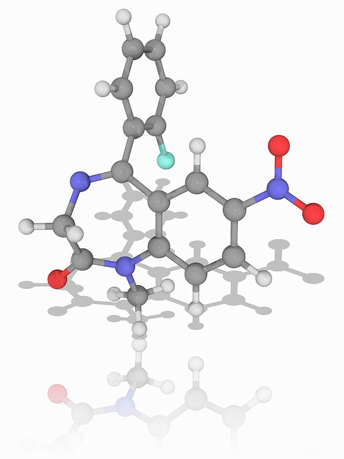 Chemical structure of the benzodiazepine (Flunitrazepam) that, together