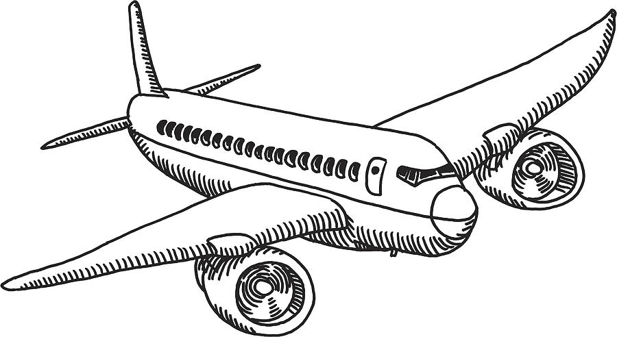 Flying Airplane Drawing #1 Drawing by FrankRamspott