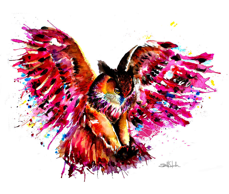 Flying Owl #1 Painting by Isabel Salvador