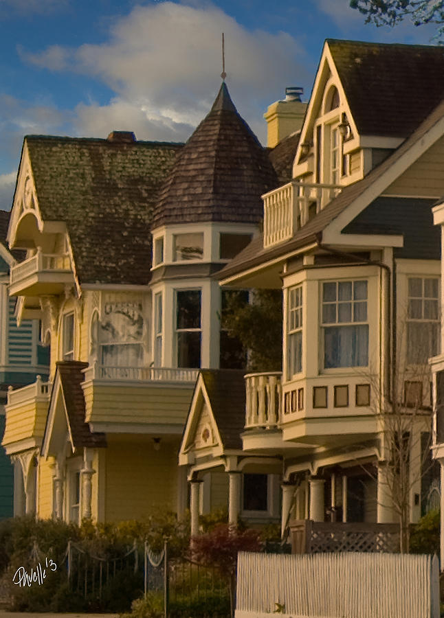 Forest Ave. Victorians - Pacific Grove CA #1 Digital Art by Jim Pavelle