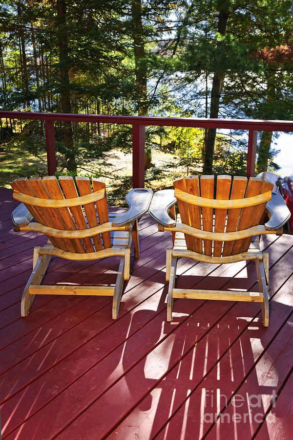 Forest cottage deck and chairs 4 Photograph by Elena Elisseeva